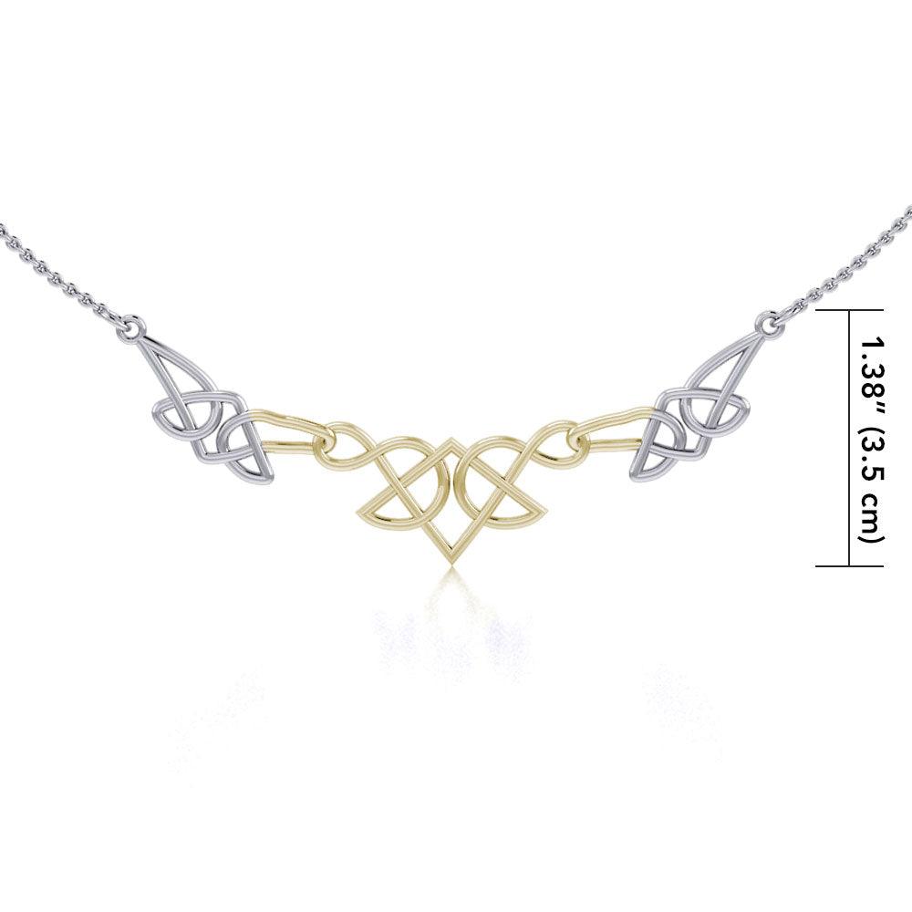 Celtic Knotwork Sterling Silver Necklace With Gold Accent TNV003 Eternity Symbol Jewelry