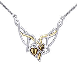 Celtic Knot Ivy Leaves Silver and Gold Accent Necklace TNV017 | Necklace | Wiccan Center