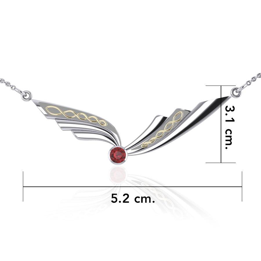 Celtic Knot Sterling Silver and Gold Accent Necklace with Gemstone TNV190