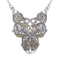 Celtic Knot Bird Silver and Gold Accent Necklace TNV294