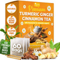 Premium Turmeric, Ginger, Cinnamon & Chamomile Flowers Tea | Improve Digestion, Support Brain, Weight, Skin and Sleep, Eco-Conscious Tea Bags | Tea | Wiccan Center