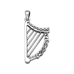 Celtic Knotwork Harp Sterling Silver Pendant TP1026 | Pendant | Wiccan Center