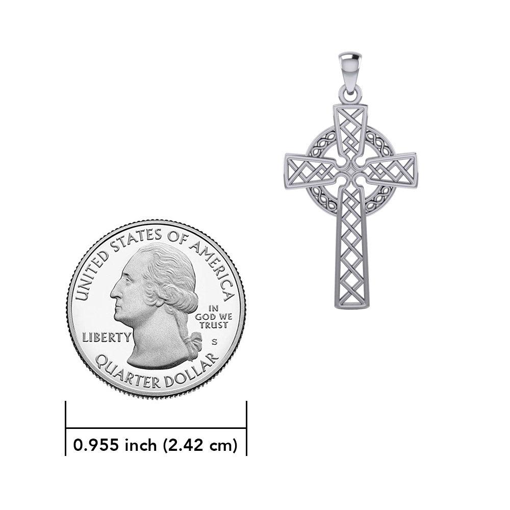 Modern Celtic Cross Sterling Silver Pendant TP1031