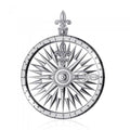 Fleur de Lis Rose Compass Sterling Silver Pendant TP1118