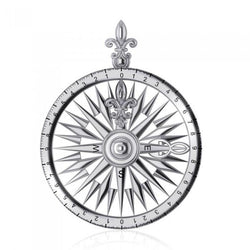 Fleur de Lis Rose Compass Sterling Silver Pendant TP1118 | Pendant | Wiccan Center