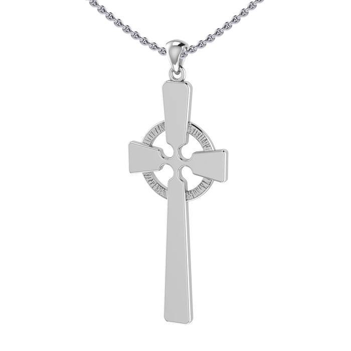 Modern Celtic Cross Silver Pendant TP117