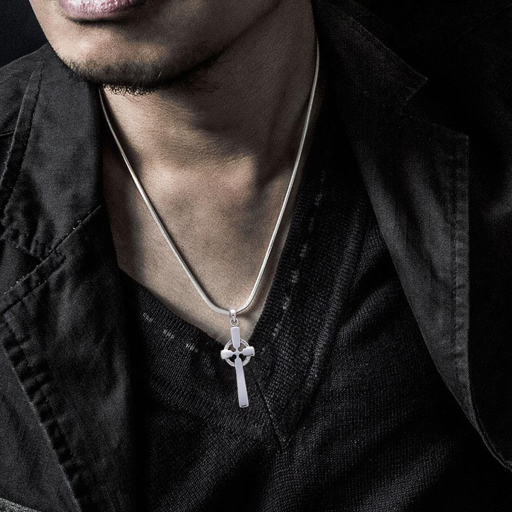 Modern Celtic Cross Silver Pendant TP117