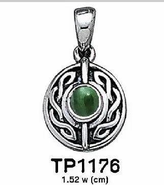 Celtic Knotwork Sterling Silver Pendant with Gemstone TP1176