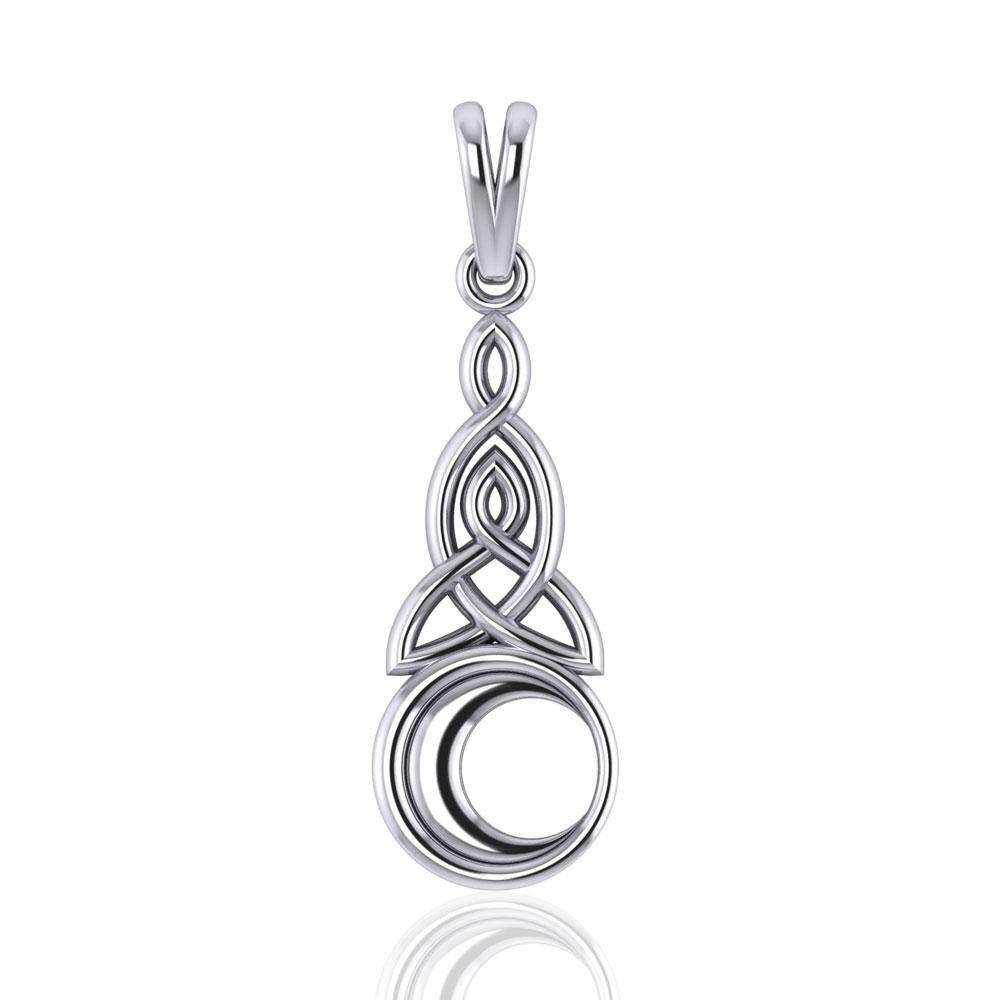 Celtic Triquetra Crescent Moon Sterling Silver Pendant TP1358