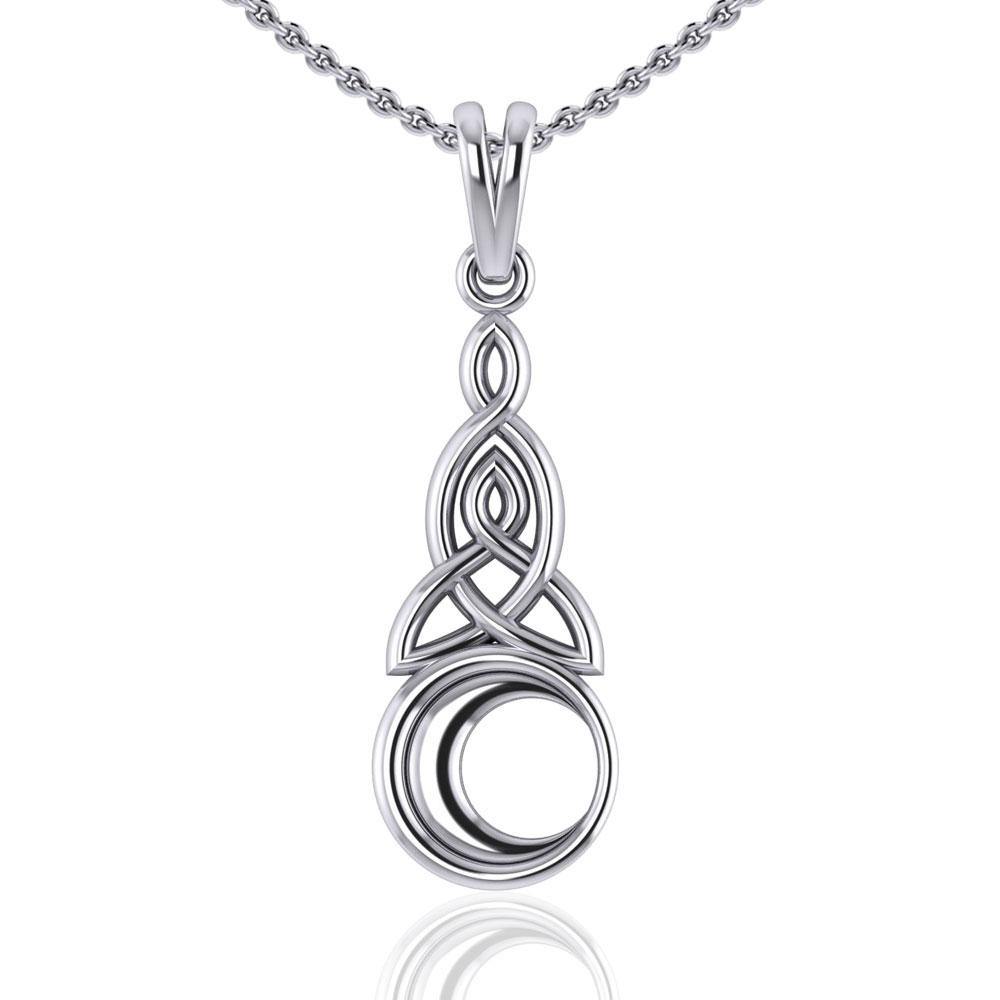 Celtic Triquetra Crescent Moon Sterling Silver Pendant TP1358