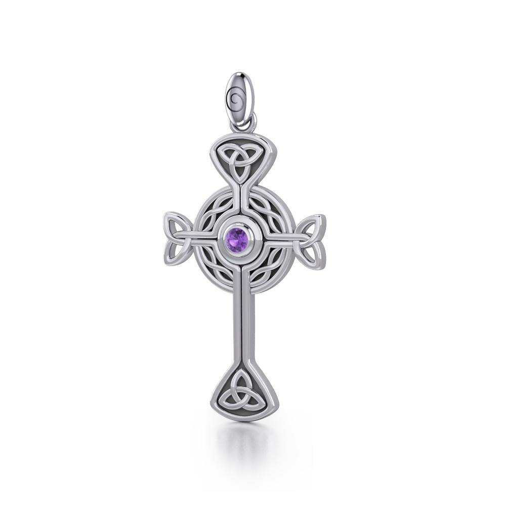 Spiritual and divine focus ~ Modern Celtic Cross Sterling Silver Pendant TP1370