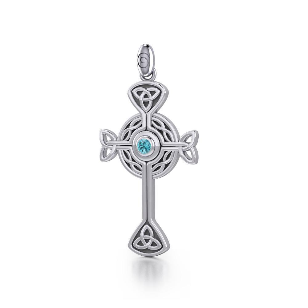 Spiritual and divine focus ~ Modern Celtic Cross Sterling Silver Pendant TP1370