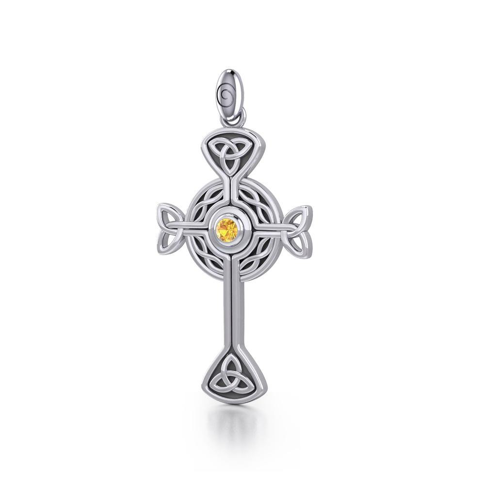 Spiritual and divine focus ~ Modern Celtic Cross Sterling Silver Pendant TP1370