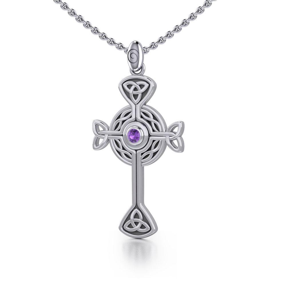 Spiritual and divine focus ~ Modern Celtic Cross Sterling Silver Pendant TP1370