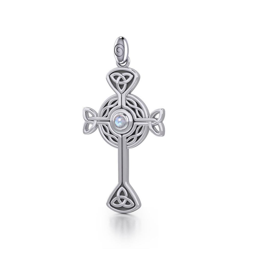 Spiritual and divine focus ~ Modern Celtic Cross Sterling Silver Pendant TP1370