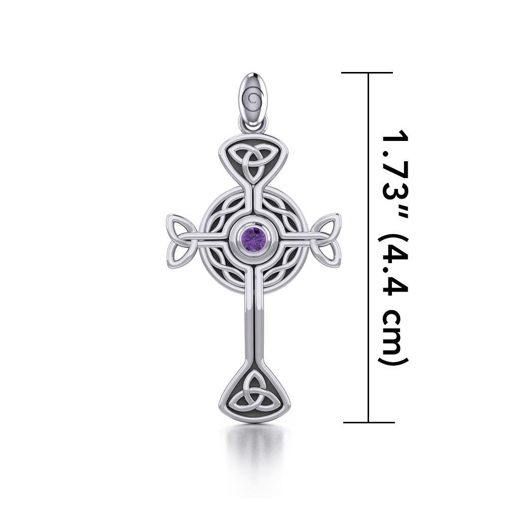 Spiritual and divine focus ~ Modern Celtic Cross Sterling Silver Pendant TP1370