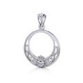 Claddagh & Celtic Knotwork Sterling Silver Pendant TP1442