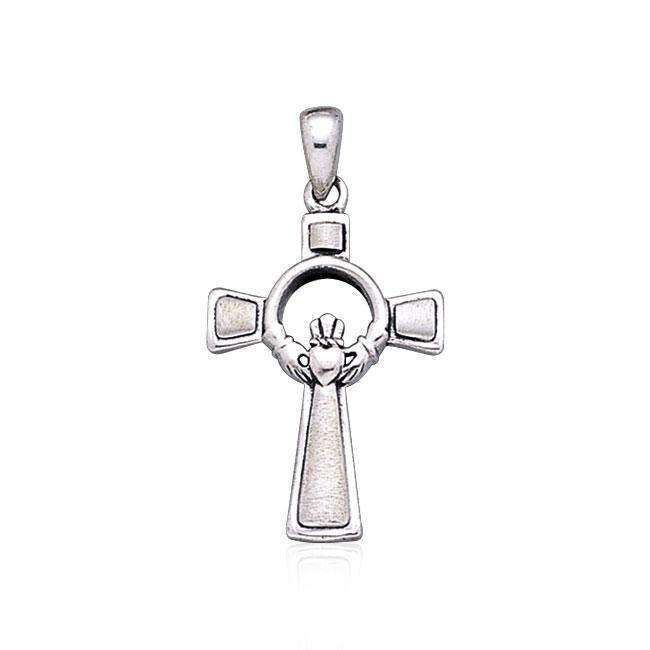 Celtic Claddagh Cross Silver Pendant TP1587