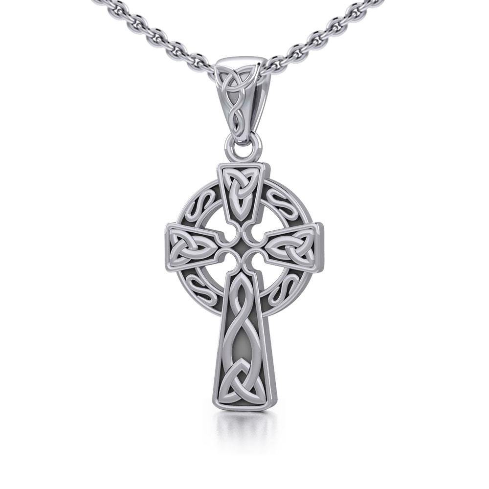 Celtic Knotwork Cross Sterling Silver Pendant TP192