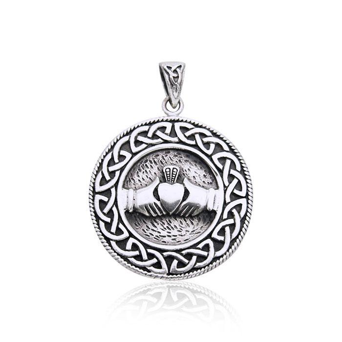 Celtic Knot Claddagh Sterling Silver Pendant TP195