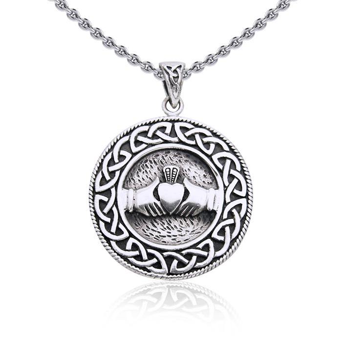 Celtic Knot Claddagh Sterling Silver Pendant TP195