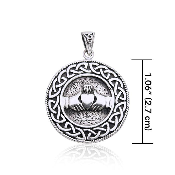 Celtic Knot Claddagh Sterling Silver Pendant TP195
