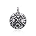 Large Celtic Knot Spiral Sterling Silver Pendant TP196