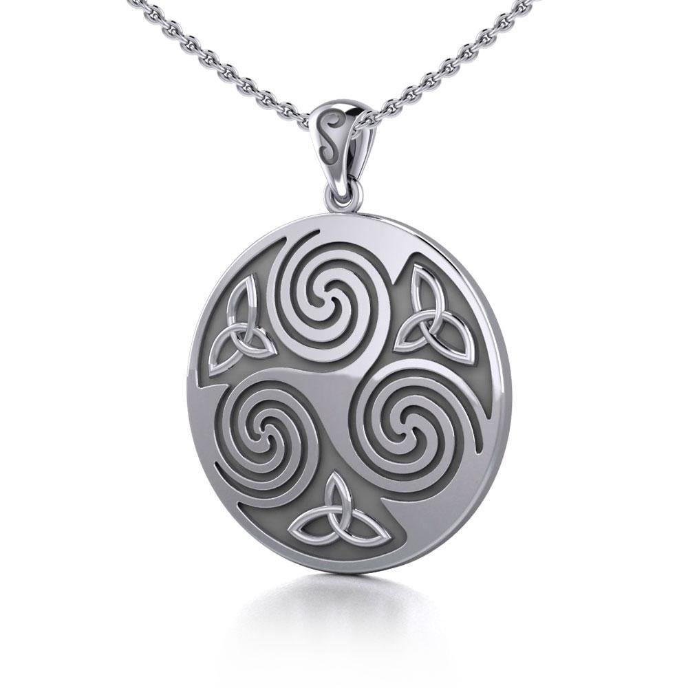 Large Celtic Triquetra Sterling Silver Pendant TP197