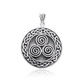 Large Celtic Knot Triskelion Spiral Sterling Silver Pendant TP201
