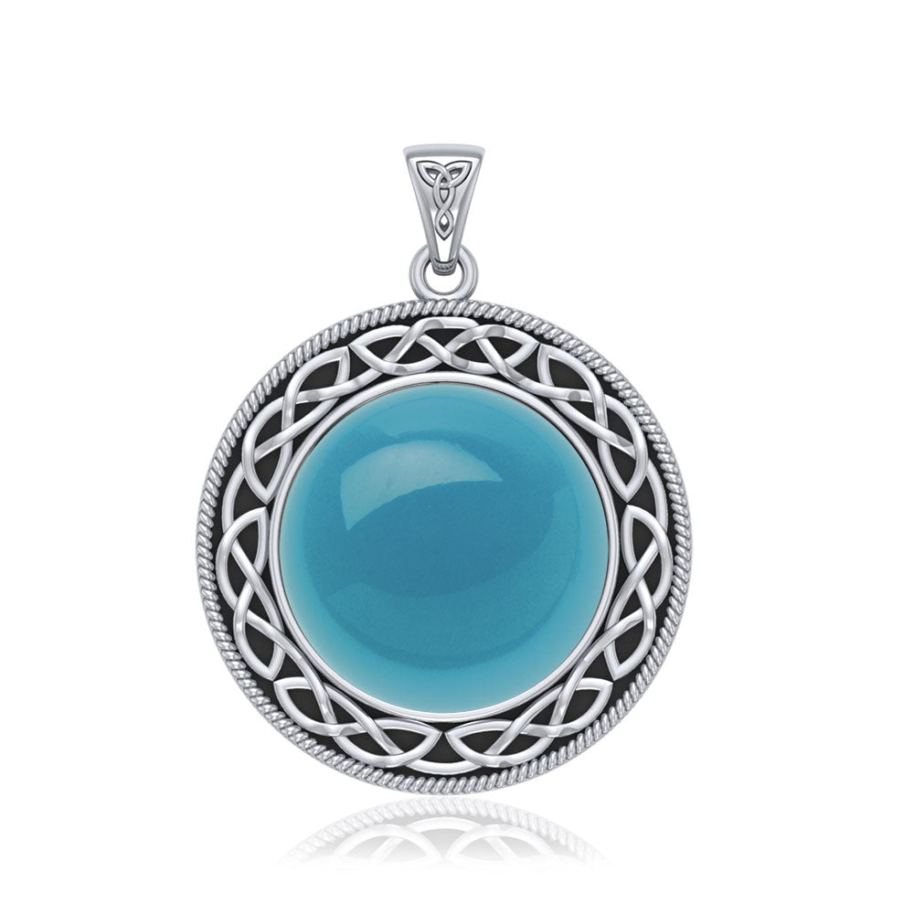 The eternity of truth and being ~ Celtic Knotwork Sterling Silver Pendant with Stone TP241 | Pendant | Wiccan Center