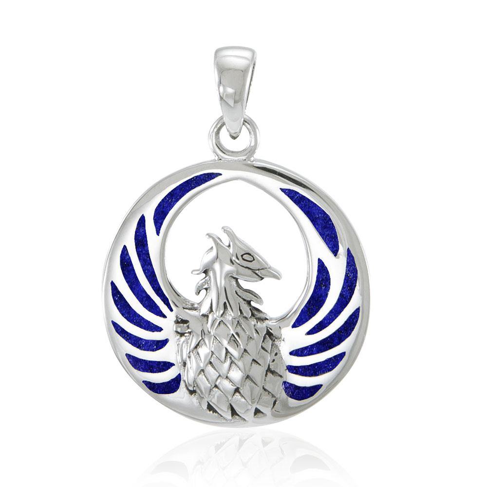 Phoenix Sterling Silver Pendant with Inlay Stone TP2819