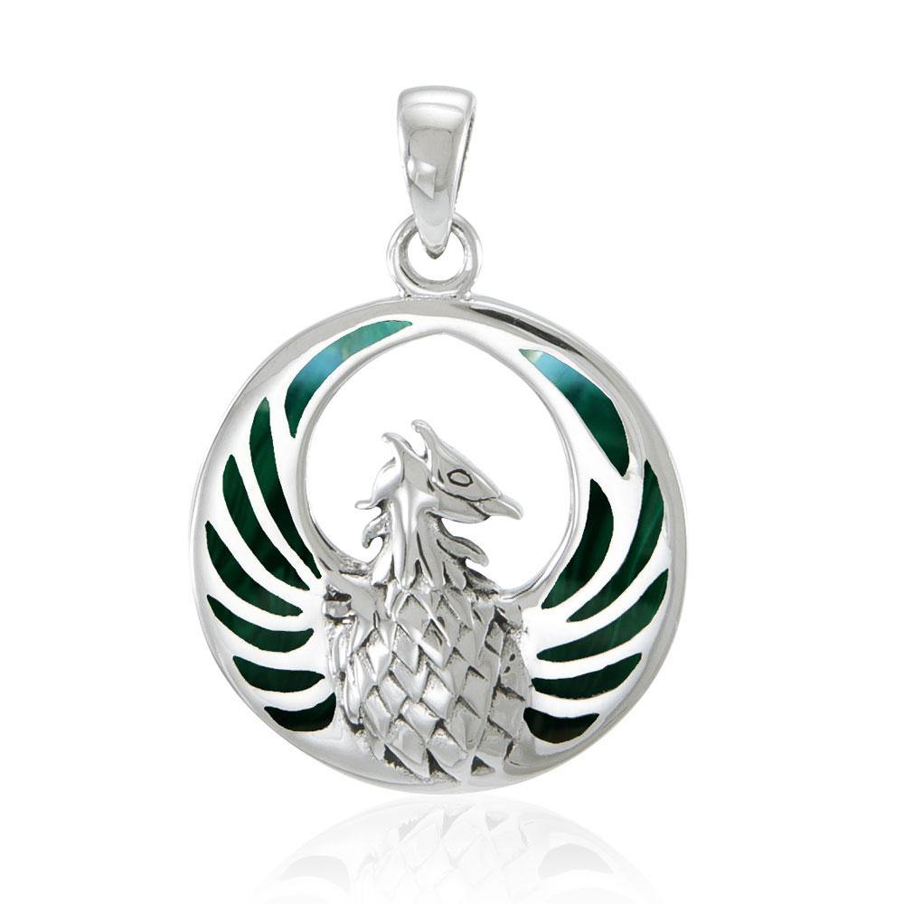 Phoenix Sterling Silver Pendant with Inlay Stone TP2819