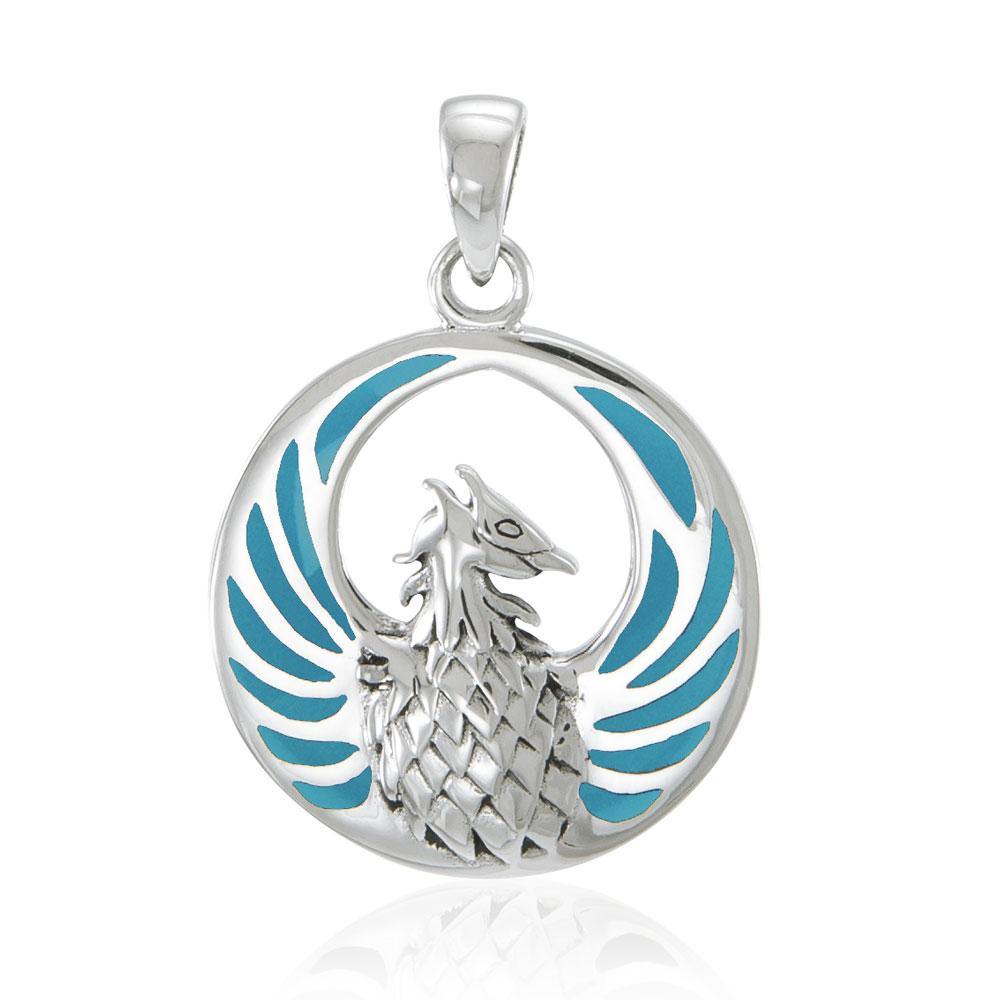 Phoenix Sterling Silver Pendant with Inlay Stone TP2819
