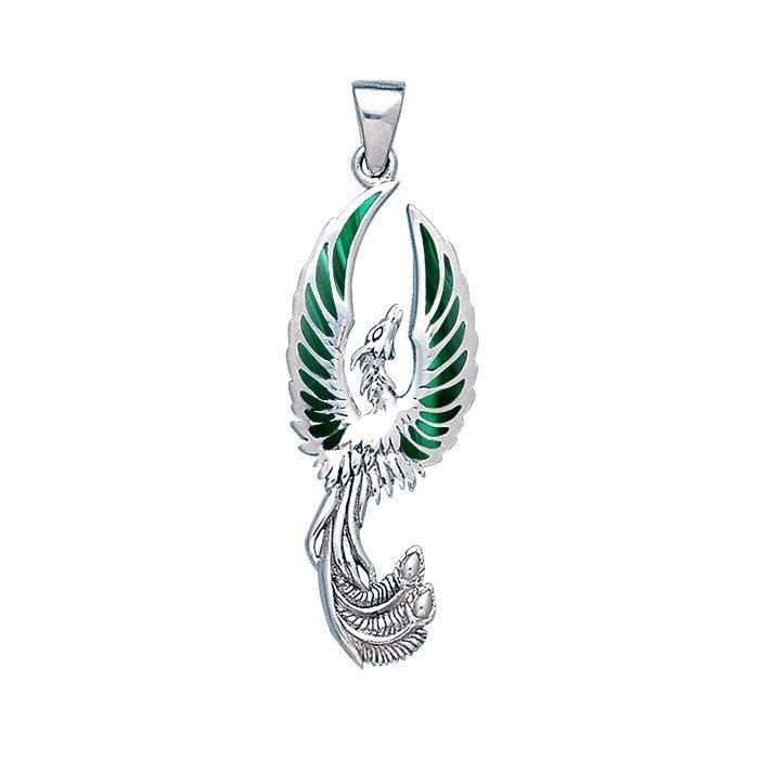 The Sacred Flame of the Mystical Flying Phoenix Sterling Silver Pendant TP2838