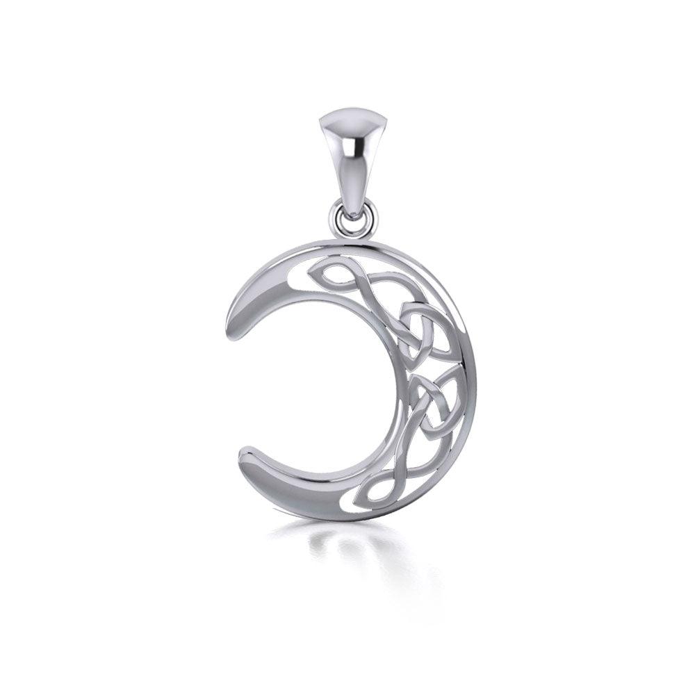 Celtic Crescent Moon Sterling Silver Pendant TP2963