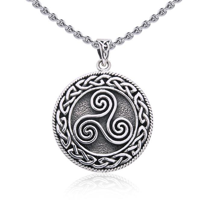 Large Celtic Knot Sterling Silver Triskelion Pendant TP304
