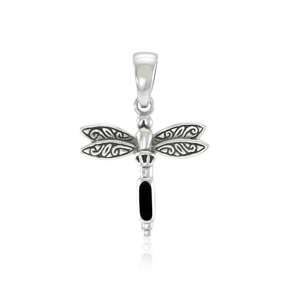 Dragonfly and Gem Silver Pendant TP3177
