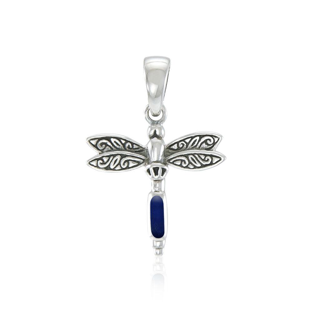 Dragonfly and Gem Silver Pendant TP3177