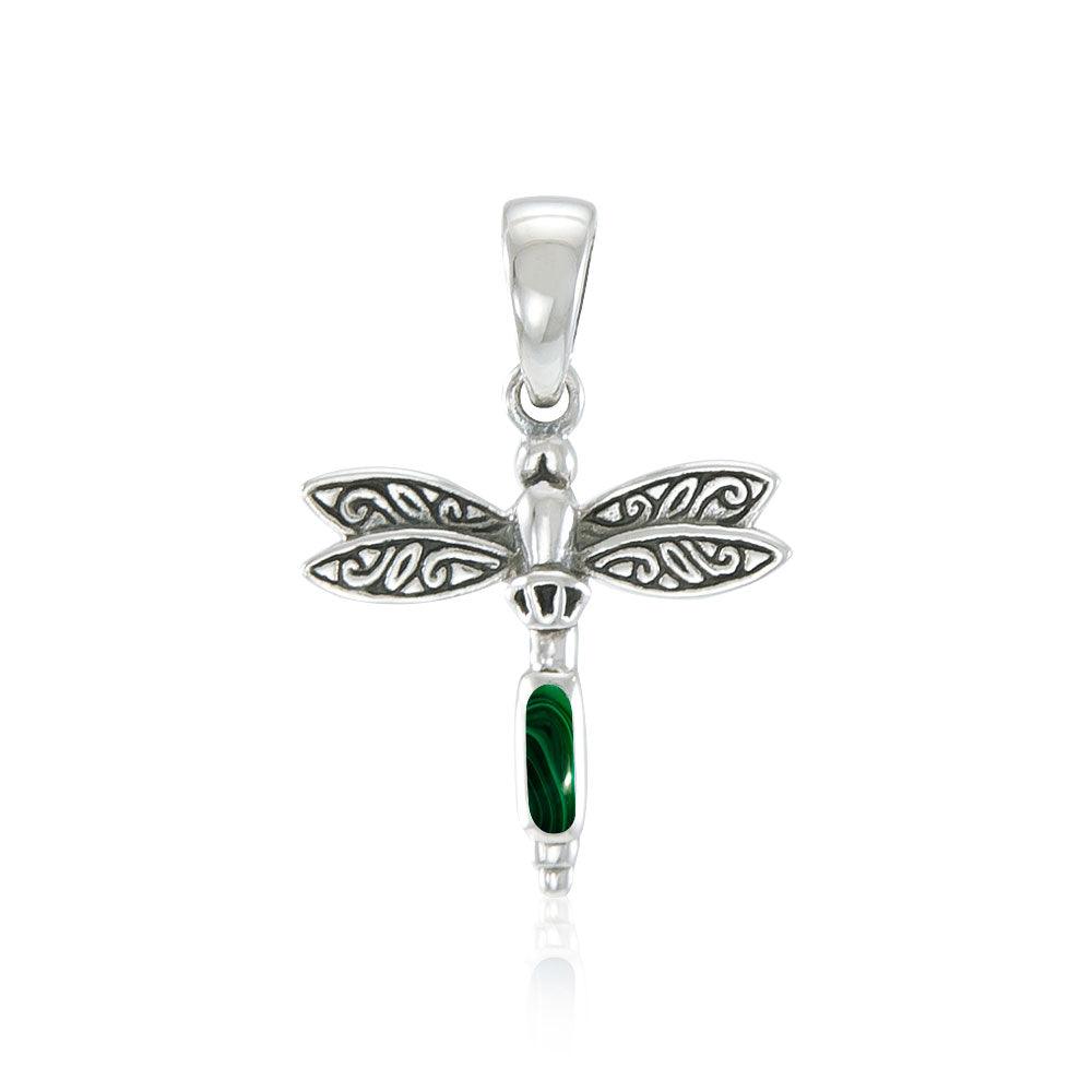 Dragonfly and Gem Silver Pendant TP3177