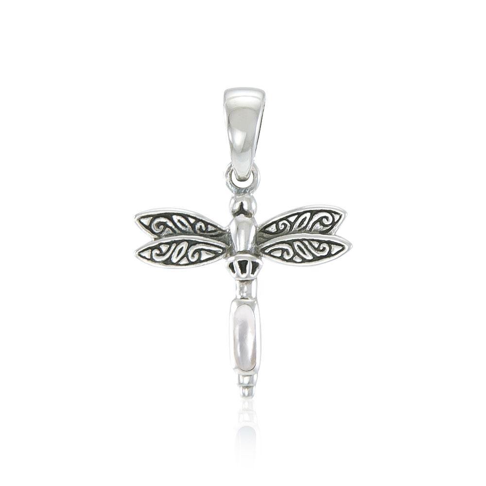 Dragonfly and Gem Silver Pendant TP3177