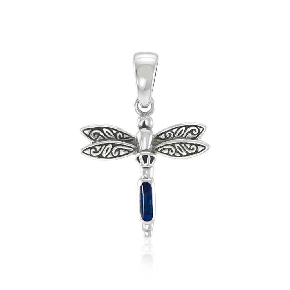 Dragonfly and Gem Silver Pendant TP3177