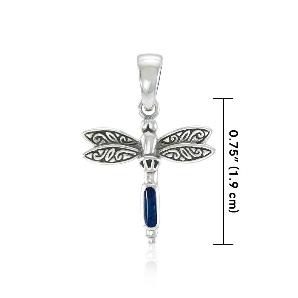 Dragonfly and Gem Silver Pendant TP3177
