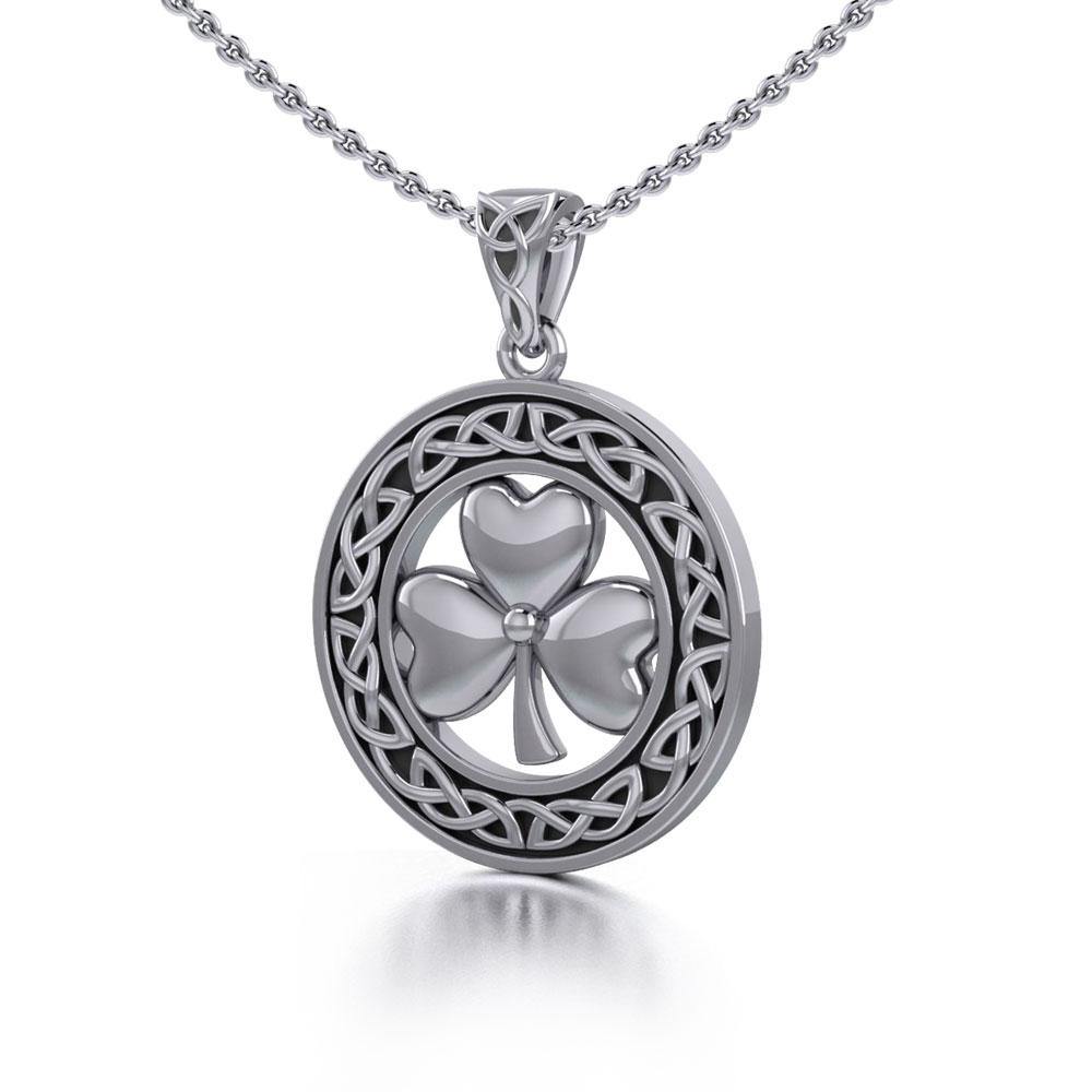 Celtic Knot Shamrock Sterling Silver Pendant TP3243