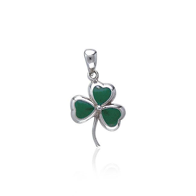 Shamrock Sterling Silver Pendant with Green Enamel TP3259