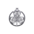 Celtic Knotwork Shamrock & Irish Claddagh Sterling Silver Pendant by Courtney Davis TP3417