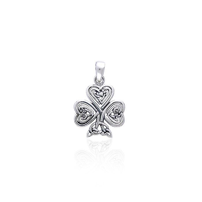 Celtic Knotwork Shamrock Sterling Silver Pendant by Courtney Davis TP3419