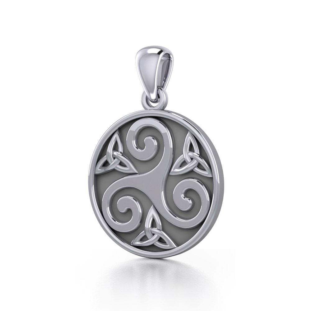 Celtic Triple Spiral Trinity/Triquetra Sterling Silver Pendant TP345