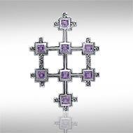 Book of Durrow Celtic Cross Silver Pendant TP3454