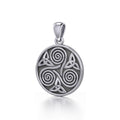 Celtic Three Single Spirals Triquetra Sterling Silver Pendant TP346