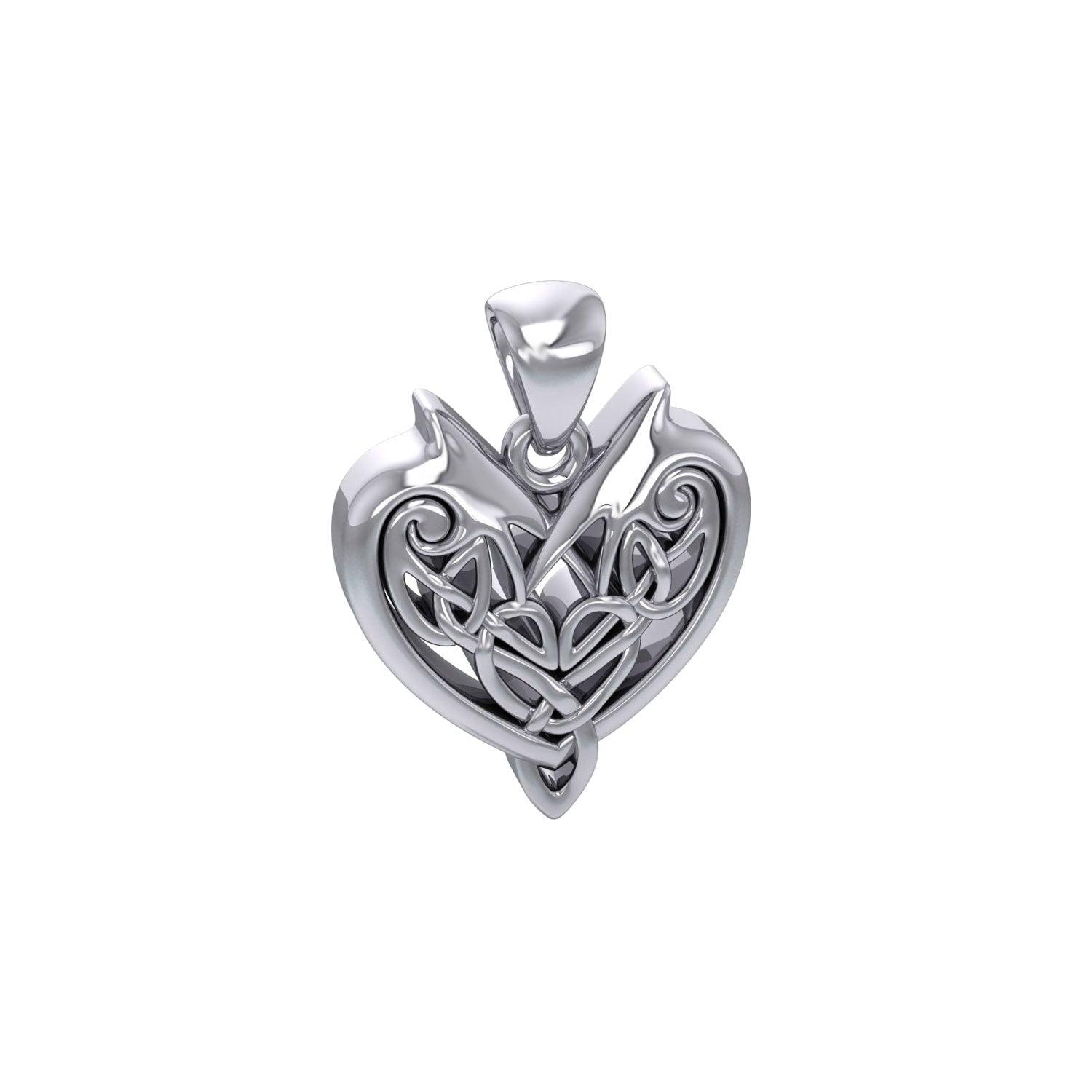 Joyous Celtic Heart Sterling Silver Pendant by Courtney Davis TP3515